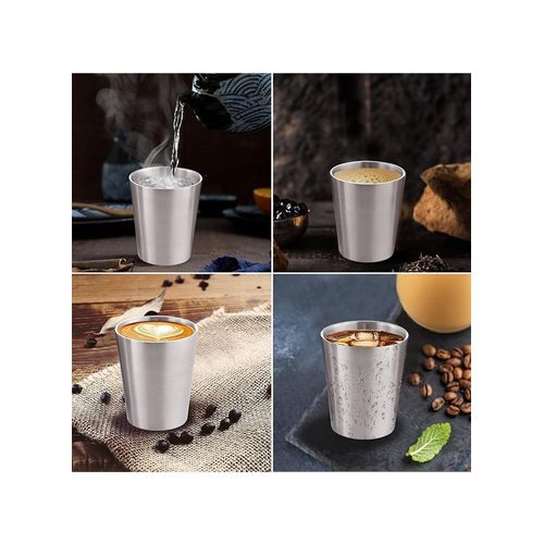 TodyJeyHo Stainless Steel Coffee Mugs, Double Wall Insulated Coffee Cups 4 Pack 300ml BPA Free Stainless Steel Tumblers Durable Drinking Cups for Home, Kitchen, office, Outdoor ideal for Ice Drinks/Hot Beverage