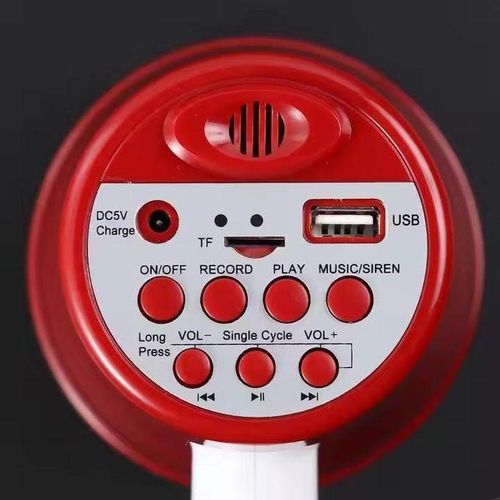 Handheld Megaphone with Loud Speaker, Recorder USB Memory Card Input Announcing Talk Record Play Siren Music, Rechargeable Battery Included