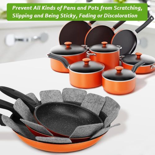 addigoes 【Clearance Sale】12-Piece Pot and Pan Protector Set - 3 Sizes of Stacking Dividers &amp; Separator Pads for Cookware Scratch Protection