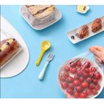 100 Pcs Elastic Food Covers, Disposable Plastic Bowl Lids for Fruit &amp; Vegetable Storage, Freshness Seal Wraps