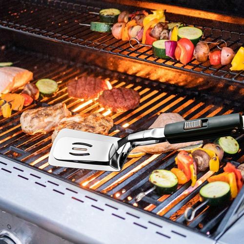 Stainless steel kitchen spatula tongs, cooking spatula tongs, for turning steaks
