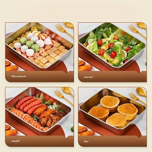 3pcs Stainless Steel Food Storage Containers Leak-Proof, Stackable, Space-Saving - Heavy-Duty Stainless Steel Construction, Airtight Lid for Freshness