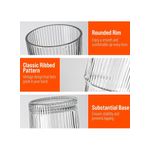 Flushrenic 20oz Coffee Cup,Ribbed Glass Tumblers with Lids &amp; Straws, for Ideal for Iced Coffee, Cappuccino And Tea - Includes Cleaning Brush