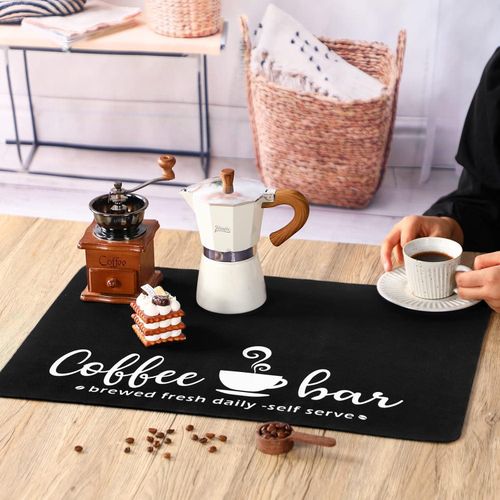 Flushrenic Coaster,Coffee mat,Coffee mat for countertop,Coffee placemats,Hide Stain Rubber Backed Absorbent Dish Drying Mat
