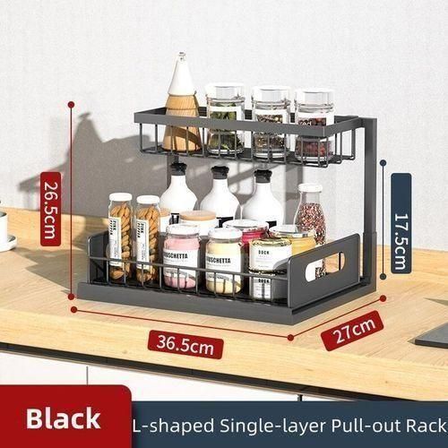 Kitchen Shelf, Spice Rack, Multi-Tier Storage Shelf, Sink Storage Basket - Black