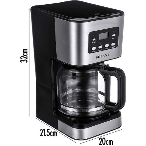 Sokany Digital Coffee Maker – Anti Dripping Function, Permanent Filter With Handle, Detachable And Washable Drip Tray