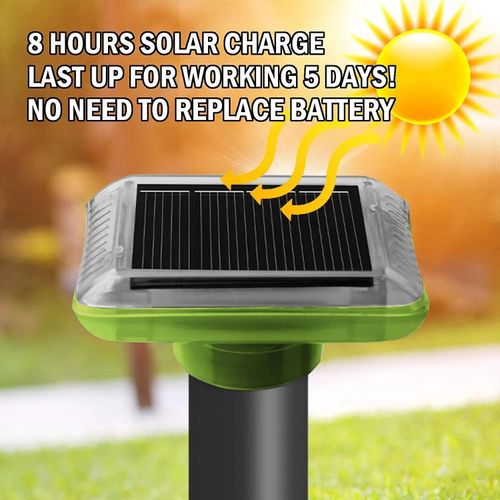 2PCS Solar Ultrasonic Animal Repeller Set – Waterproof Pest Control For Moles, Snakes &amp; Rodents