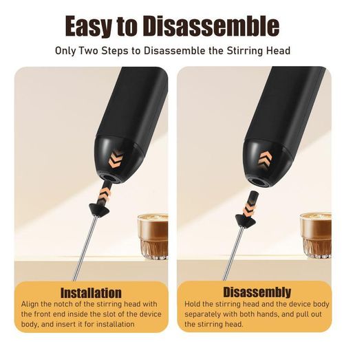 3-Speed Wireless Charging Milk Frother, Coffee Mixer &amp; Egg Beater
