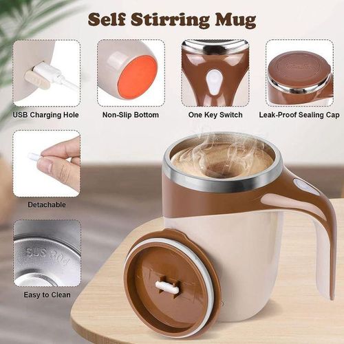 Automatic Magnetic Stirring Coffee Cup, 380ml Auto Self Stirring Coffee Mug Stainless Steel Cup Electric Smart Mug, Rotating Office Travel Mixing Cup for Hot Chocolate Cocoa Milk Latte Tea, MULTICOLOR