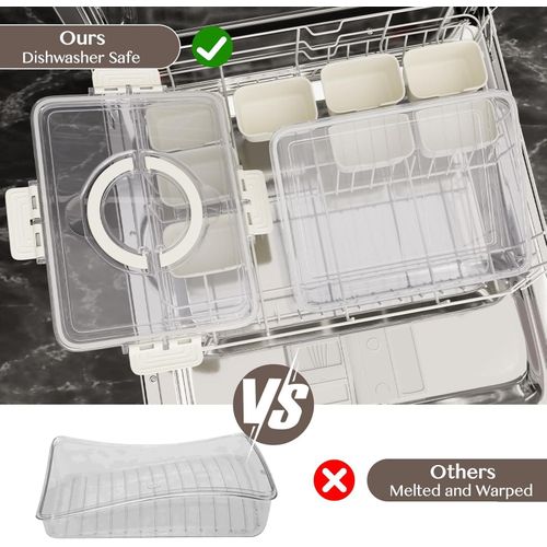 Snackle Box Container,Portable Snack Box 8 Compartment Divided Serving Tray with Lid with 4pcs forks