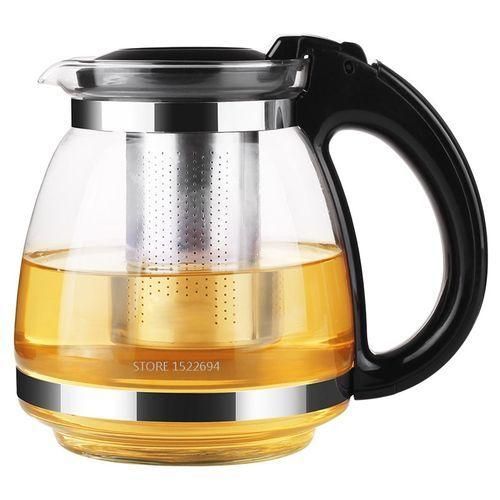 CrystalBrew™ Borosilicate Glass Tea Decanter – Sleek Black Edition