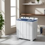 Vision Plus 12KG Twin Tub Top Load Washing Machine – Turbo Dry, Rodent Protection, Washes Duvets &amp; Blankets, Low Power, White &amp; Blue (2YRS WRTY)