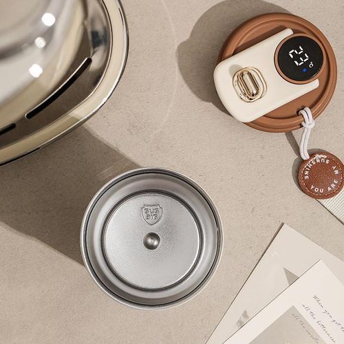 Coffee Cup with Temperature Display Thermal Mug, Leak-proof Lid Stainless Steel Reusable Insulated Vacuum Mug, Coffee 450ML