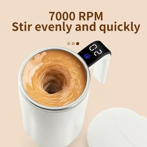 Electric Self-stirring Coffee Mug - Magnetic Stirring Cup, Rechargeable Automatic Mixing Cup with LCD Thermometer, for Milk &amp; Cocoa, Ideal for Office &amp; Kitchen &amp; Travel