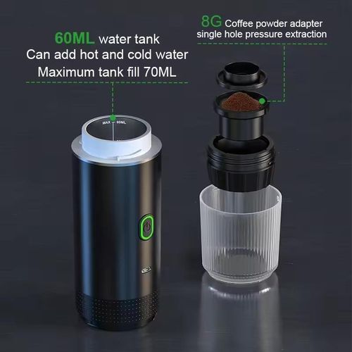 Wireless Electric Portable Espresso Coffee Machine 3-in-1 Capsule Powder Travel Coffee Maker