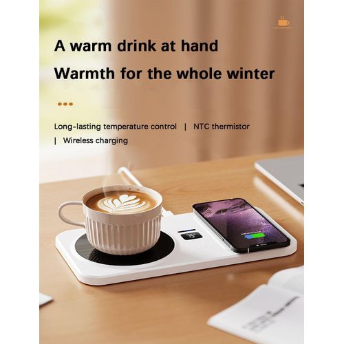 Flushrenic Mug Warmer, 22W Wireless Coffee Cup Heater with Adjustable Settings, Wireless Charging Pad, 3 Temperature Settings, 8-Hour Auto Shut-Off, Power Indicator Light and Wireless Charging Function Coffee/Tea Cup Warmer, Suitable for Home