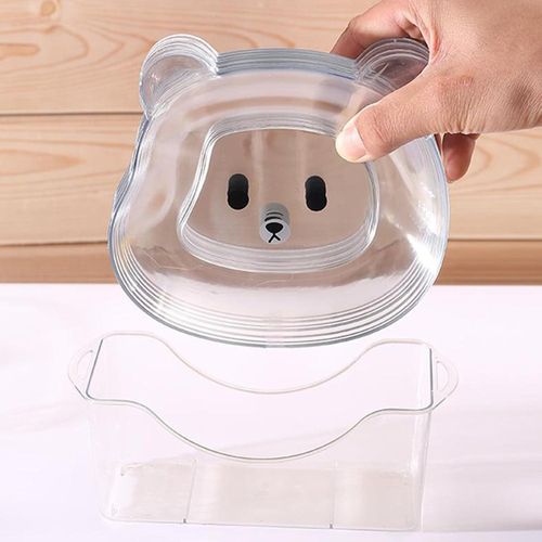 8 Pcs/Set Fruit Trays Serve Snacks Cartoon Bear Head Snack Plates Fruit Plates Household Supplies Clear(Transparent)