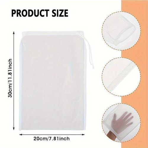 3-Pack Reusable Nylon Food Strainers Fine Mesh Nut Milk Bags, Cheese Cloth, Coffee Filter -