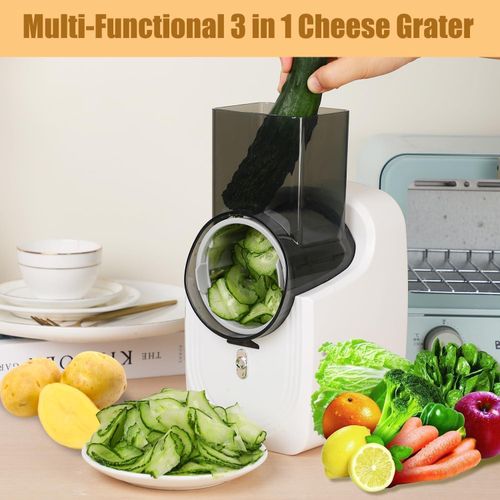 TodyJeyHo New Electric Cheese Grater, Electric Salad Maker, Multi-function Grater, Automatic Vegetable Chopper Slicer, Professional Multi-conical Blade, Stainless Steel