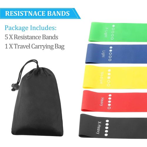 KipFit LATEX RESISTANCE LOOP EXERCISE BANDS THERAPY WORKOUT SET OF 5 (ASSORTED)