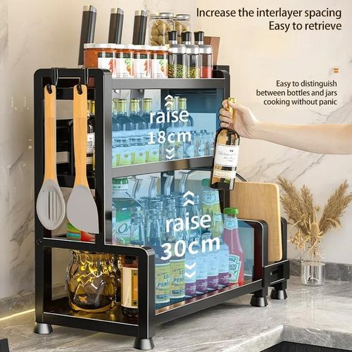 50cm 3-tier spice rack, chopsticks/k-n-ife storage rack