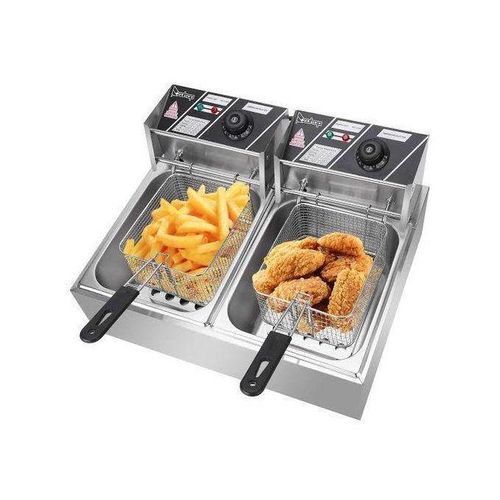 Nunix Double Tank 6+6LT CHIPS/CHICKEN Stainless Steel double Deep Fryer