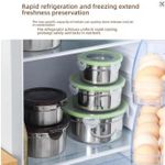 Three-piece stainless steel food storage container set, refrigerator airtight container, lunch box (300ml + 600ml + 1000ml)