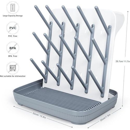 Baby Bottle Drain Rack--Gray