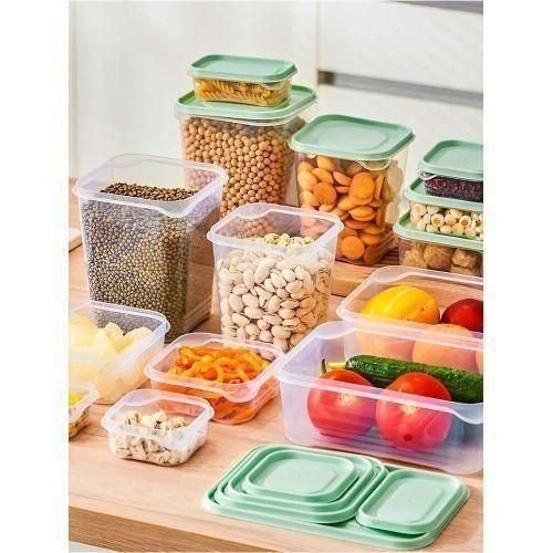 Green 17PCS Plastic Storage Box for Household Food and Fruit Packaging