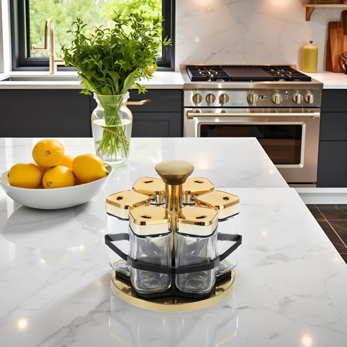 360-degree rotating spice rack with 6 spice jars