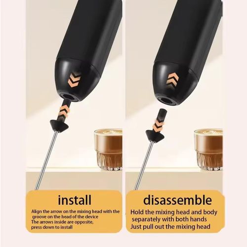 Rechargeable Hand-Held Electric Mixer USB Charge with 3 Speeds for Perfect Latte/Cappuccino Foam, Coffee