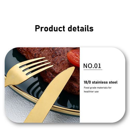24-piece Stainless Steel Knife, Fork And Spoon Cutlery Set (gold)