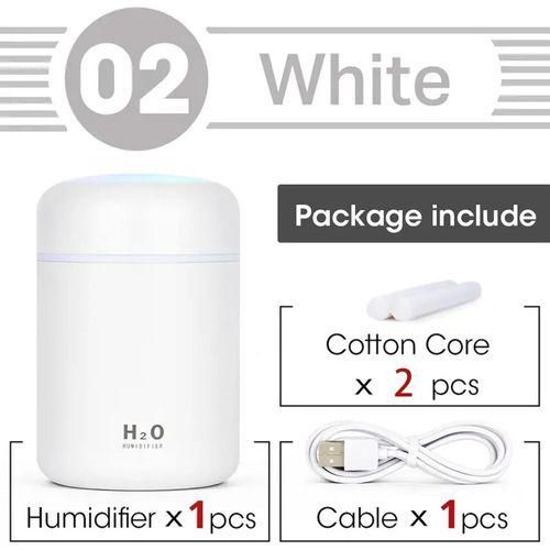 Mythco 300ml Portable Mini Humidifier, Colorful, Cool Mist, USB Charging - White, 2 SPRAY MODES