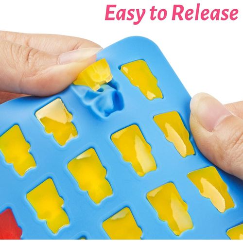 Gummy Bear Candy Molds Mini Size Silicone Molds For Hard Candy With 2 Droppers, Gummy, Caramels, Chocolate, Ganache, Ice Cubes, 4Packs, 200 Cavity