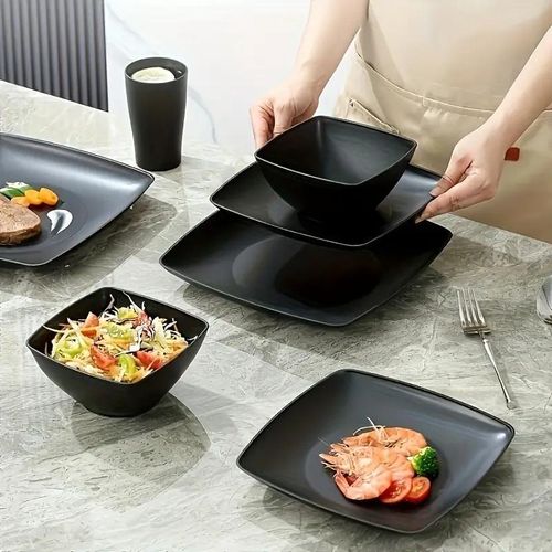 16pcs Square tableware set including plates, dinner plates, bowls and cups