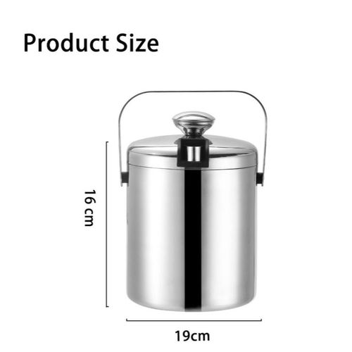 3L Ice Bucket with Tongs And Lid 304 Stainless Steel Bucket for Wet Bar,
