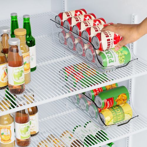 addigoes 2-Pack Soda Can Organizer, Fridge &amp; Pantry Storage Rack - Space-Saving Stackable Organizer for Kitchen, Refrigerator &amp; Freezer (Clear)