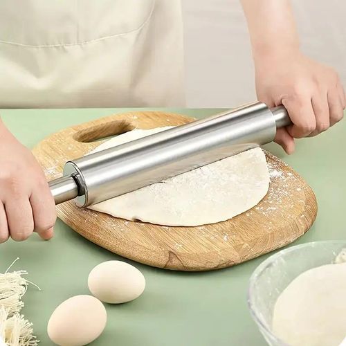 Thickened stainless steel rolling pin - easy to clean and rust-proof (38.3*5*5cm)