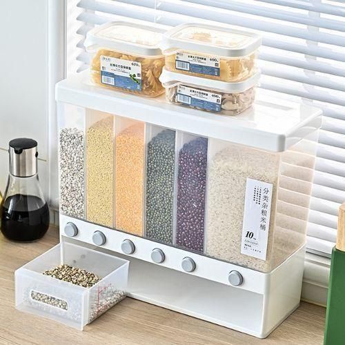 Cereal Dispenser Rice - Food Storage Keeper - White/Clear