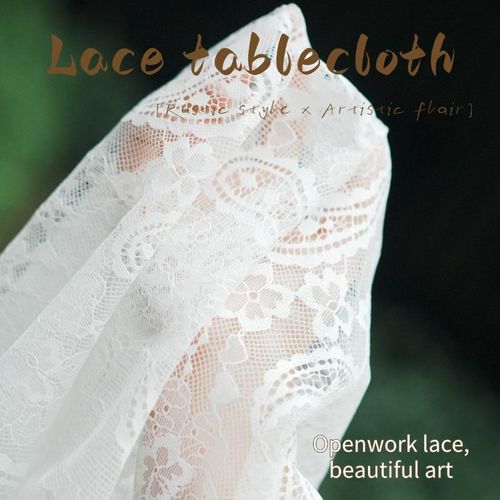 White lace tablecloth rectangle 150×300 cm, covering tea tablecloth flower embroidered lace tablecloth, elegant rectangle covering long retro embroidered reception tablecloth decoration