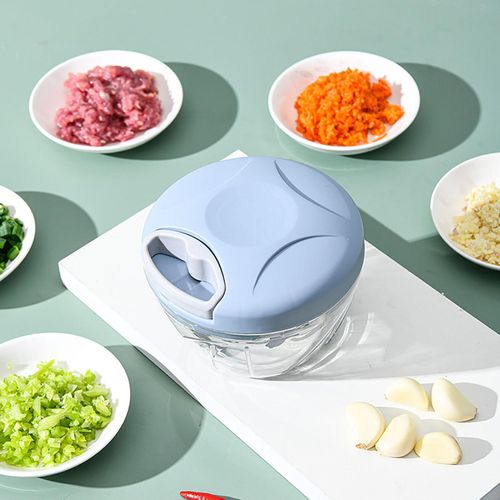 900ml Blue Manual  Processor for Vegetable, Chopper Meat Grinder, Portable  Mincer  for Vegetables, Ginger, Fruits, Nuts, Herbs