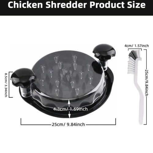 Large Chicken Breast Shredder Tool - Twist with Brush, Strong Anti-Slip Grip, BPA Free for Beef, Pork &amp; Chicken (Easy Pulling!)