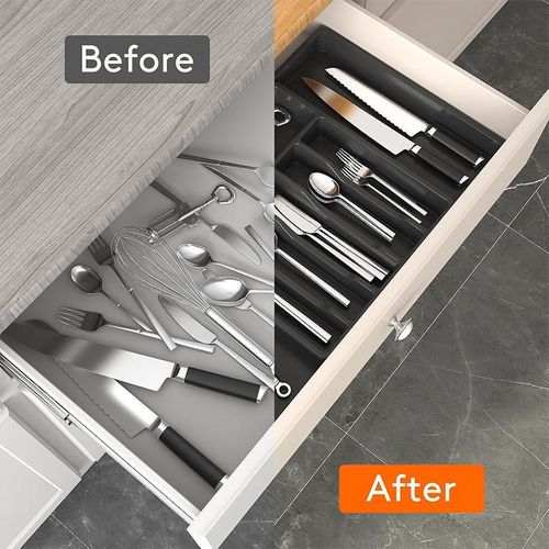 Silverware Drawer Organizer, Expandable Utensil Tray for Kitchen, BPA Free