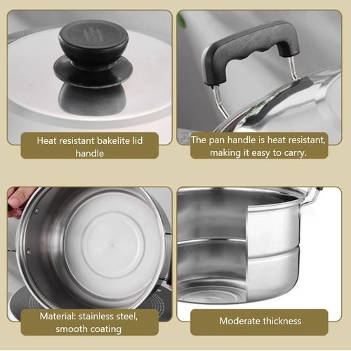 12 PCS Stainless Steel Cookware Set Cooking Pots With Lid And Steamer