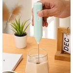 Whisk Milk Frother, Rechargeable Handheld Electric Whisk Coffee Frother Mixer with 2 Stainless Whisks, Milk Foam Maker-white，Milk frother