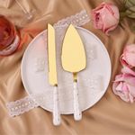 Cake Knife and Server Set - 2 Pcs Stainless Steel Cake Pie Pastry Servers Cake Cutting Set
