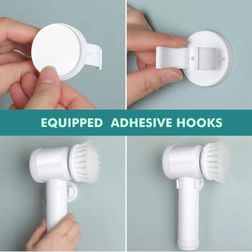 5 in1 Multifunction USB Rechargeable Spin Scrubber,Electric Cleaning Brush  With 5 Replaceable Brush Heads,For Bathroom, Shower, Tub, Kitchen Floor