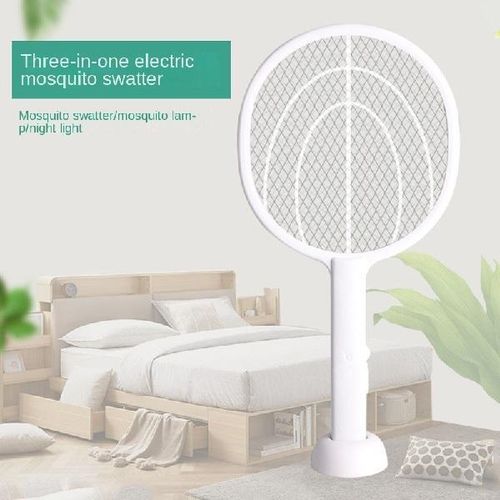 2-in-1 Electric Mosquito Swatter &amp; Lamp – Rechargeable Insect Repellent with Triple Safety Mesh, LED Indicator, Anti-Shock Design for Night Use
