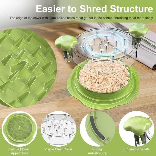 Flushrenic Chicken meat grinder,Chicken Shredder,Large Chicken Breast Shredder Tool Twist With Brush&amp;Fork