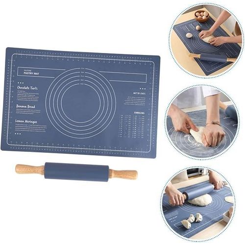 3-piece food grade silicone rolling pin set - blue